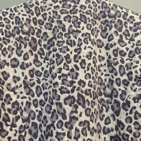 Rachel Zoe Open Front Blazer Animal Print Linen Cotton Office Work M - Picture 3 of 7